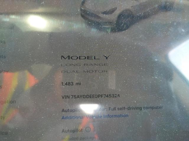 Photo 9 from auction – 2023 TESLA MODEL Y with VIN 7SAYGDEE0PF745324