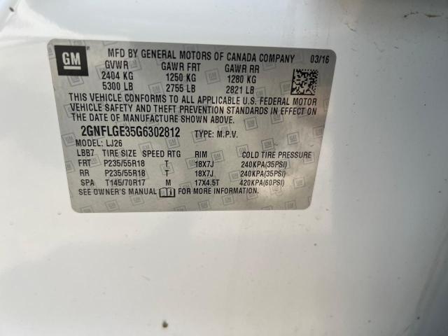 Photo 10 from auction – 2016 CHEVROLET EQUINOX LT with VIN 2GNFLGE35G6302812
