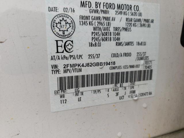 Photo 14 from auction – 2016 FORD EDGE SEL with VIN 2FMPK4J82GBB19418