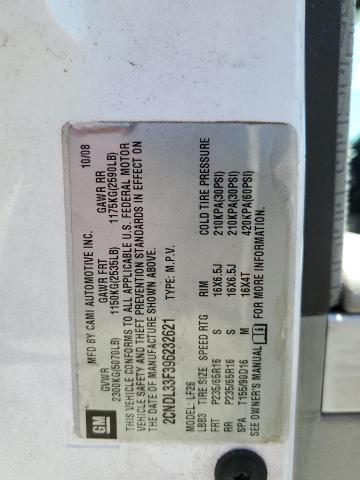 Photo 14 from auction – 2009 CHEVROLET EQUINOX LT with VIN 2CNDL33F396232621