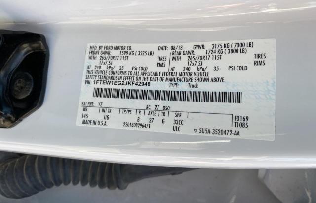 Photo 10 from auction – 2018 FORD F150 SUPER with VIN 1FTEW1EG2JKF42948