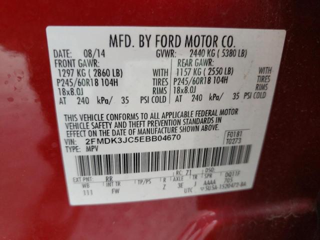 Photo 14 from auction – 2014 FORD EDGE SEL with VIN 2FMDK3JC5EBB04670