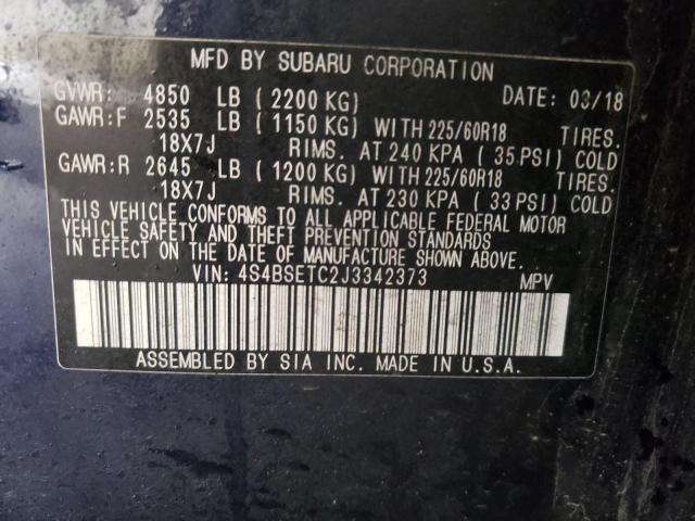 Photo 14 from auction – 2018 SUBARU OUTBACK TO with VIN 4S4BSETC2J3342373