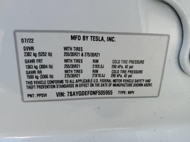 Foto 14 de la subasta – 2022 TESLA MODEL Y con VIN 7SAYGDEF0NF505955