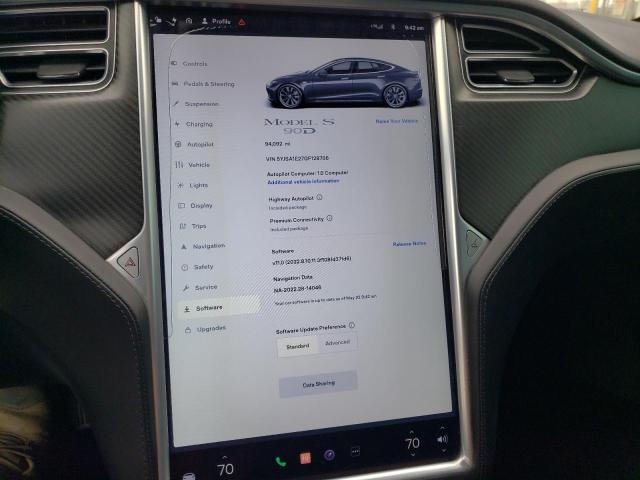 Photo 9 from auction – 2016 TESLA MODEL S with VIN 5YJSA1E27GF128706