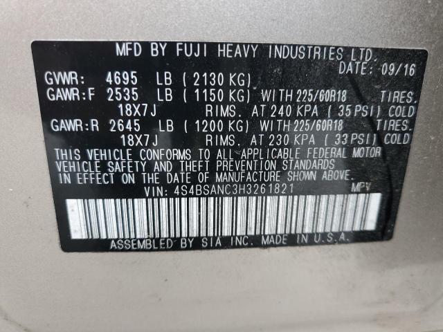 Photo 14 from auction – 2017 SUBARU OUTBACK 2. with VIN 4S4BSANC3H3261821