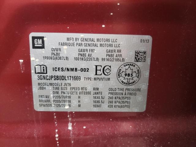Photo 14 from auction – 2013 CHEVROLET TRAX 1LT with VIN 3GNCJPSB0DL171669