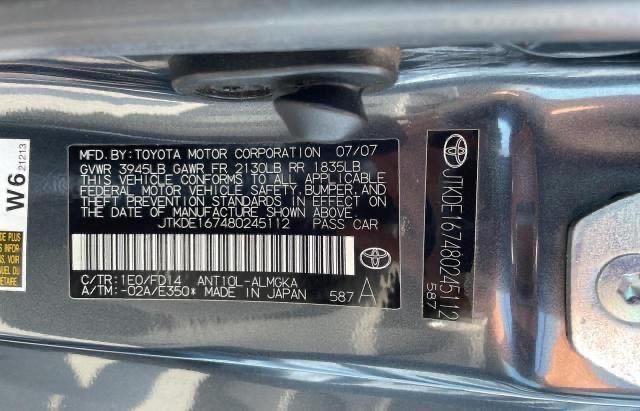 Photo 10 from auction – 2008 TOYOTA SCION TC with VIN JTKDE167480245112