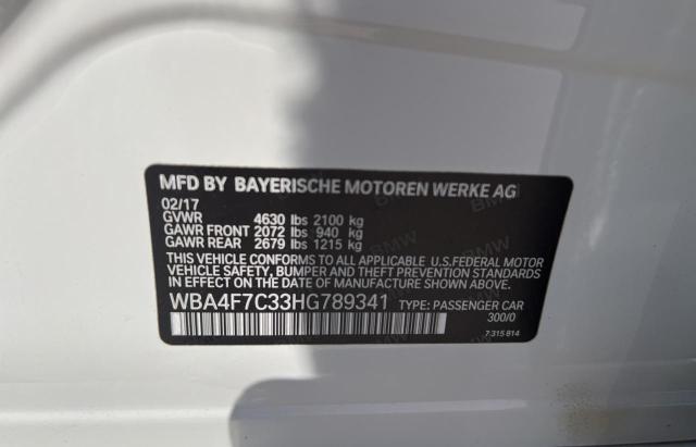 Photo 10 from auction – 2017 BMW 430I GRAN with VIN WBA4F7C33HG789341