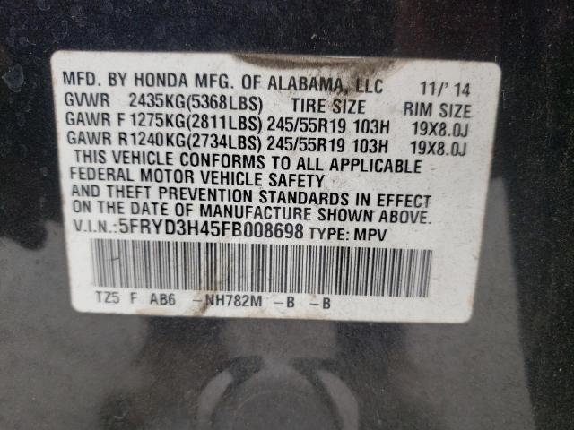 Photo 14 from auction – 2015 ACURA MDX TECHNO with VIN 5FRYD3H45FB008698