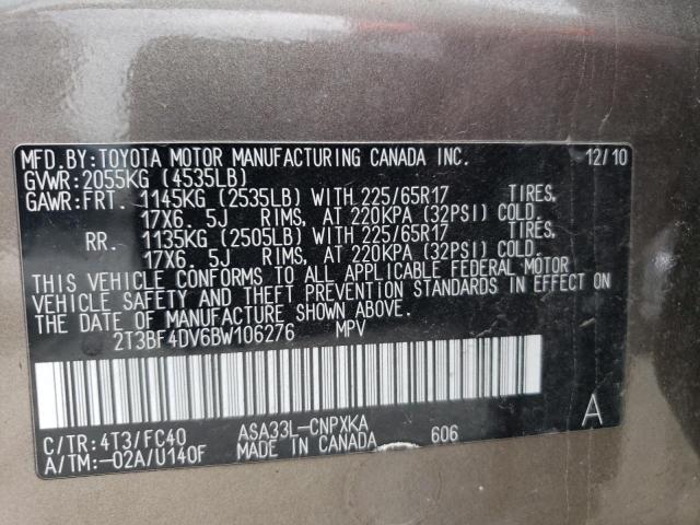 Photo 14 from auction – 2011 TOYOTA RAV4 with VIN 2T3BF4DV6BW106276