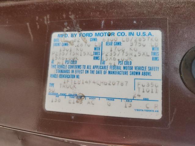 Photo 10 from auction – 1982 FORD ECONOLINE with VIN 1FTEE14F4CHB20787