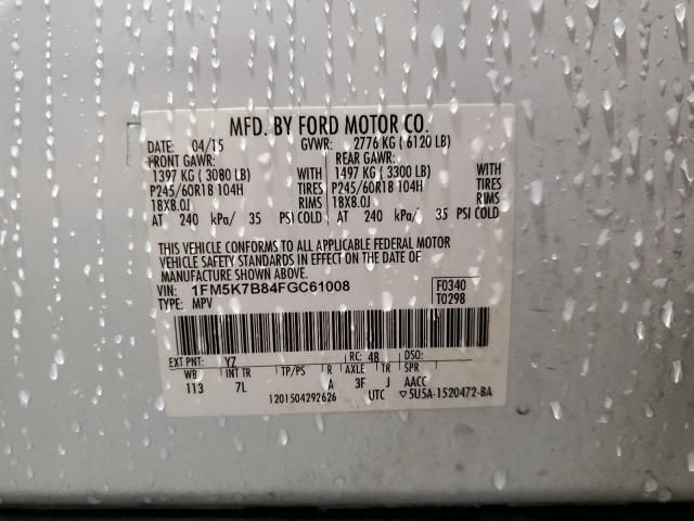 Photo 14 from auction – 2015 FORD EXPLORER with VIN 1FM5K7B84FGC61008