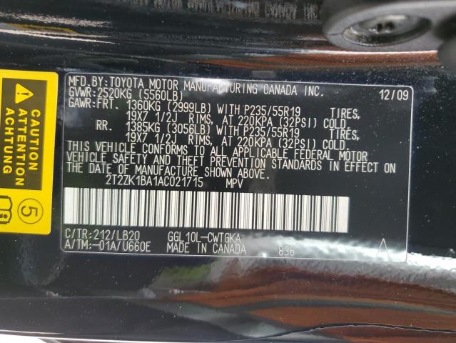 Photo 14 from auction – 2010 LEXUS RX 350 with VIN 2T2ZK1BA1AC021715