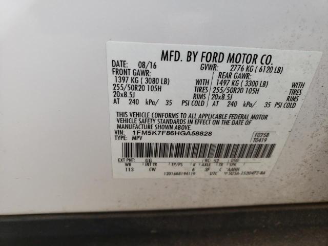 Photo 14 from auction – 2017 FORD EXPLORER L with VIN 1FM5K7F86HGA58828