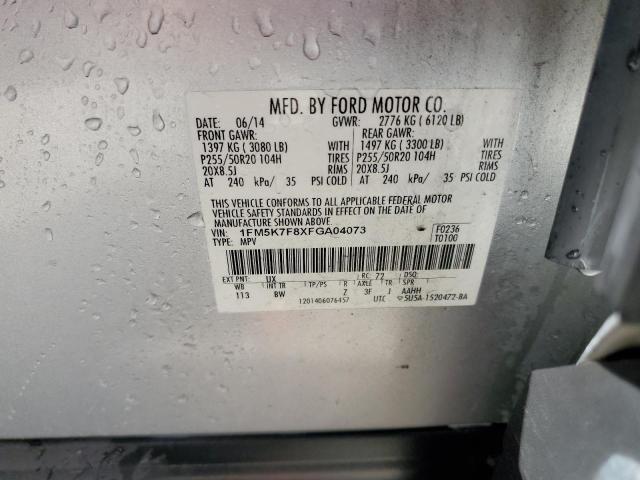 Photo 14 from auction – 2015 FORD EXPLORER L with VIN 1FM5K7F8XFGA04073