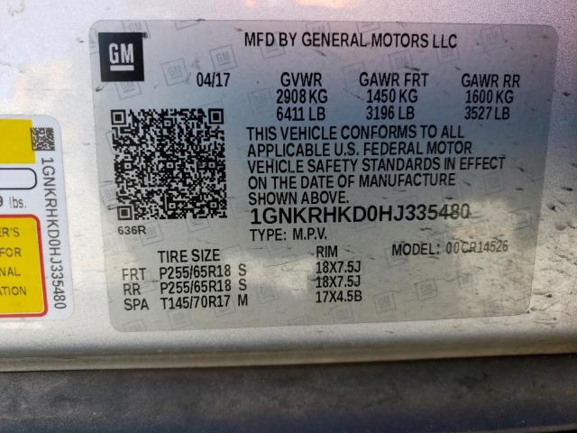 Photo 14 from auction – 2017 CHEVROLET TRAVERSE L with VIN 1GNKRHKD0HJ335480