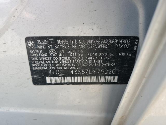 Photo 14 from auction – 2007 BMW X5 3.0I with VIN 4USFE43557LY79220