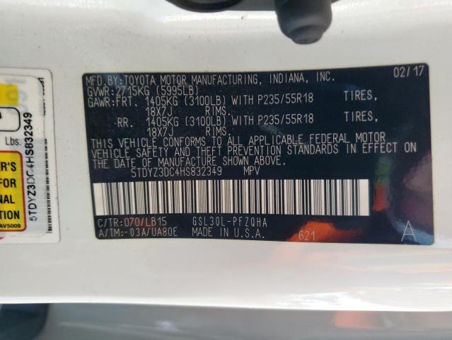 Photo 14 from auction – 2017 TOYOTA SIENNA XLE with VIN 5TDYZ3DC4HS832349
