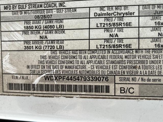 Photo 10 from auction – 2007 DODGE SPRINTER 3 with VIN WDXPF445479339076