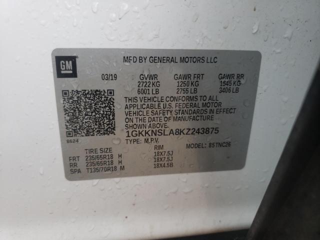 Photo 14 from auction – 2019 GMC ACADIA SLE with VIN 1GKKNSLA8KZ243875