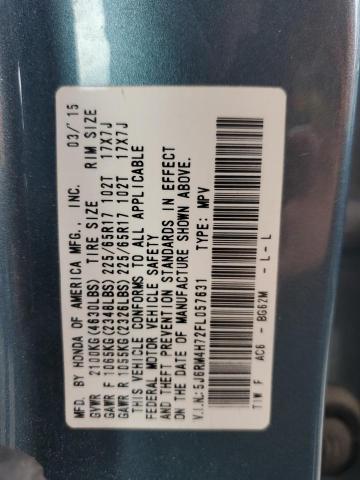 Photo 14 from auction – 2015 HONDA CR-V EXL with VIN 5J6RM4H72FL057631