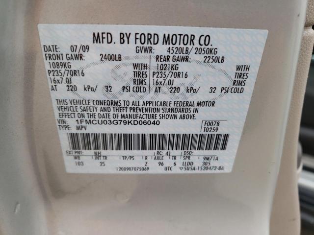 Photo 14 from auction – 2009 FORD ESCAPE XLT with VIN 1FMCU03G79KD06040
