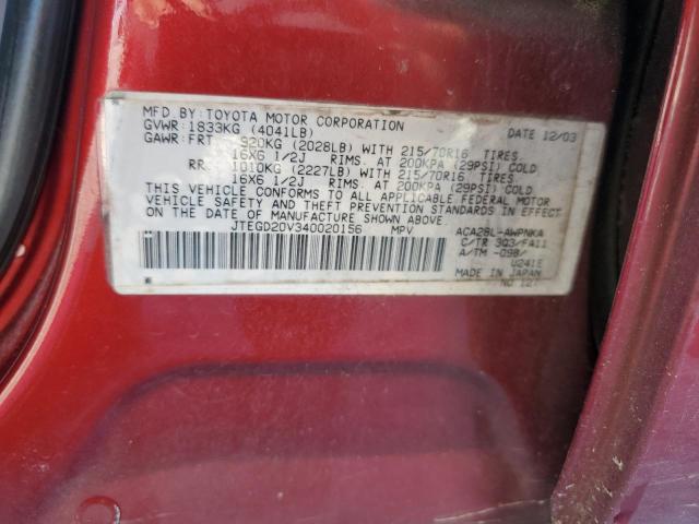 Foto 14 de la subasta – 2004 TOYOTA RAV4 con VIN JTEGD20V340020156