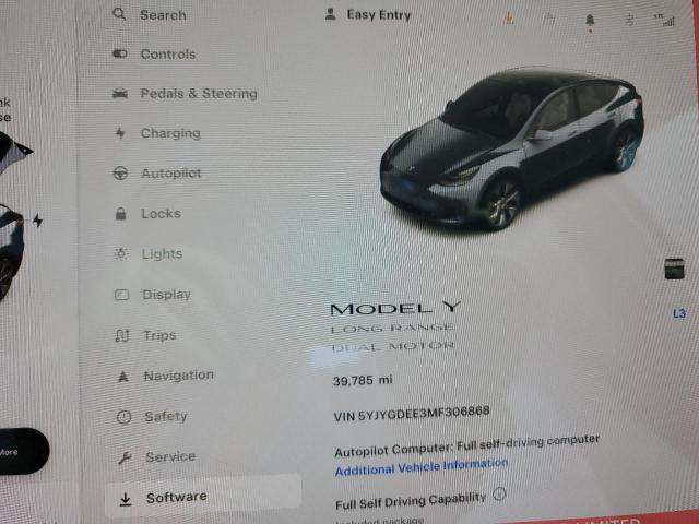Photo 9 from auction – 2021 TESLA MODEL Y with VIN 5YJYGDEE3MF306868