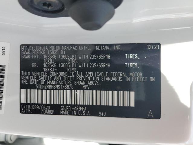 Photo 14 from auction – 2022 TOYOTA HIGHLANDER with VIN 5TDHZRBH8NS176878