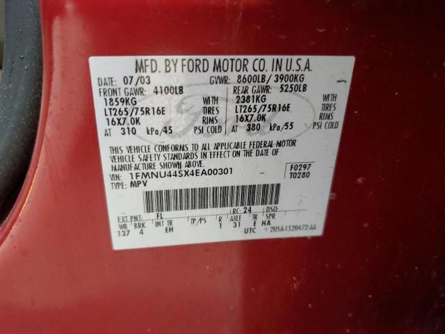 Photo 14 from auction – 2004 FORD EXCURSION with VIN 1FMNU44SX4EA00301