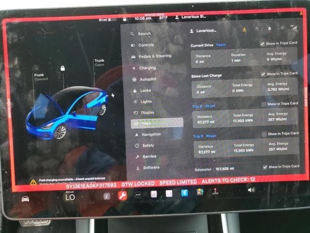 Photo 9 from auction – 2019 TESLA MODEL 3 with VIN 5YJ3E1EA0KF317593