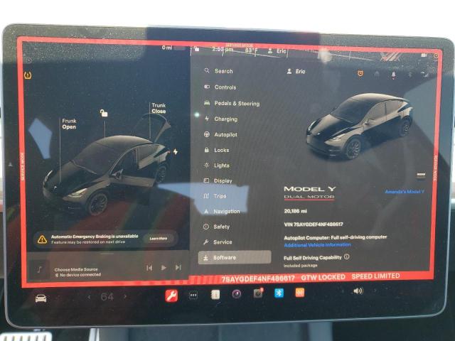 Photo 9 from auction – 2022 TESLA MODEL Y with VIN 7SAYGDEF4NF486617