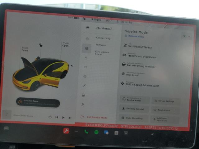 Photo 9 from auction – 2020 TESLA MODEL 3 with VIN 5YJ3E1EB0LF744492