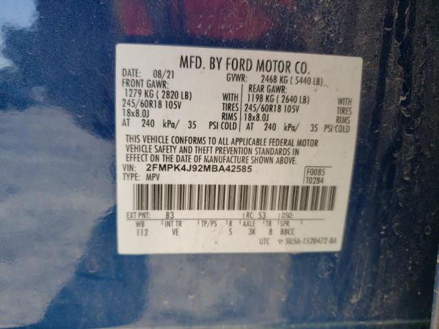 Photo 14 from auction – 2021 FORD EDGE SEL with VIN 2FMPK4J92MBA42585