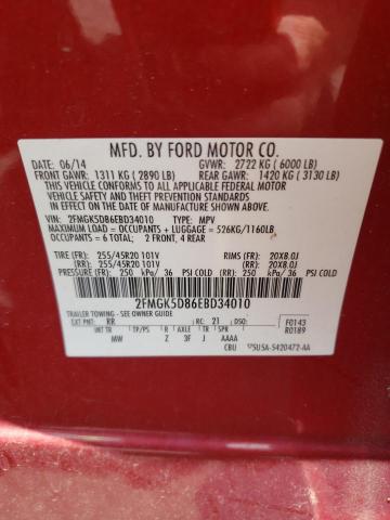 Photo 14 from auction – 2014 FORD FLEX LIMIT with VIN 2FMGK5D86EBD34010