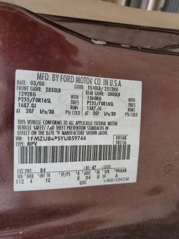 Photo 14 from auction – 2000 FORD EXPLORER E with VIN 1FMZU84P5YUB59744
