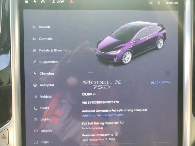 Photo 9 from auction – 2017 TESLA MODEL X with VIN 5YJXCBE29HF076776