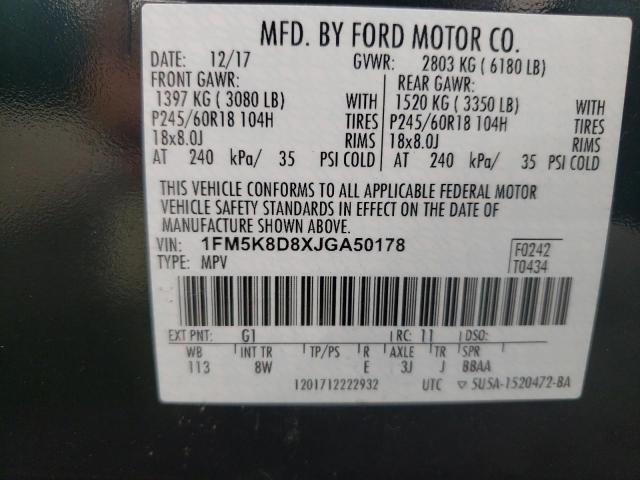Photo 14 from auction – 2018 FORD EXPLORER X with VIN 1FM5K8D8XJGA50178