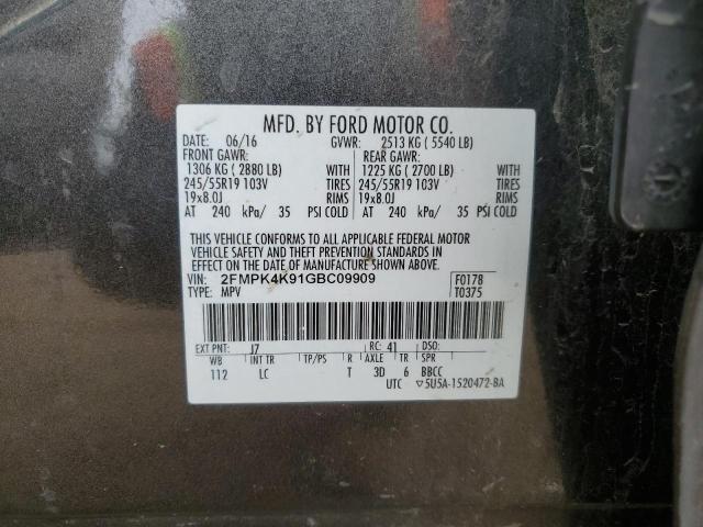 Photo 14 from auction – 2016 FORD EDGE TITAN with VIN 2FMPK4K91GBC09909