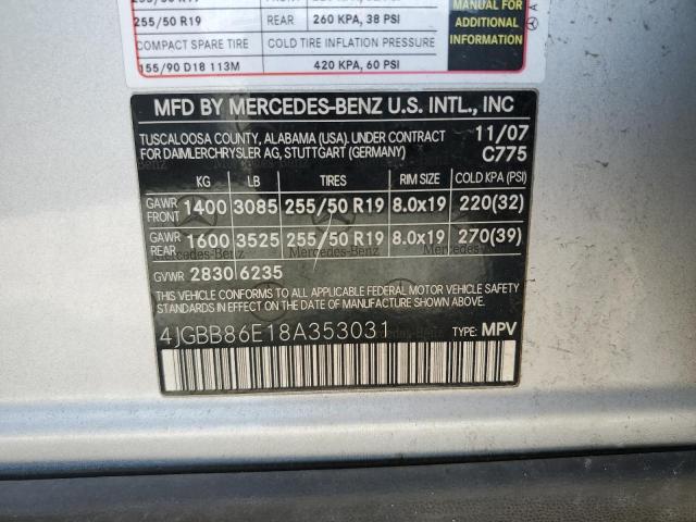 Photo 14 from auction – 2008 MERCEDES-BENZ ML 350 with VIN 4JGBB86E18A353031