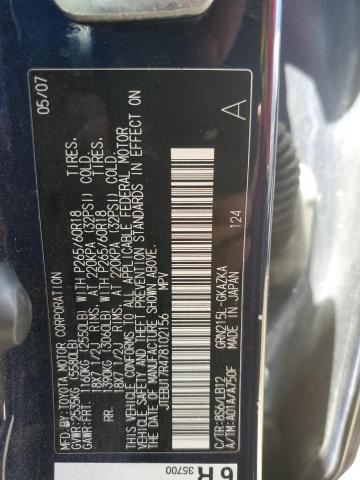 Photo 14 from auction – 2007 TOYOTA 4RUNNER LI with VIN JTEBU17R478102156