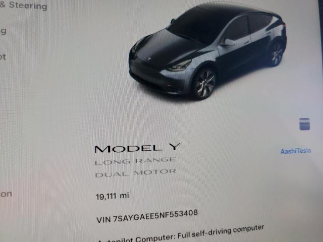 Photo 9 from auction – 2022 TESLA MODEL Y with VIN 7SAYGAEE5NF553408