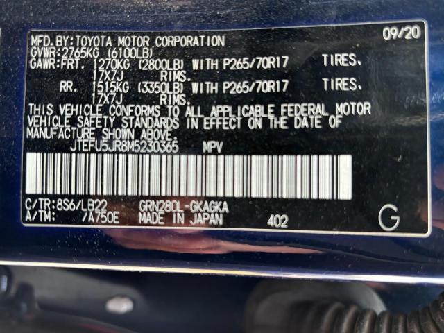 Photo 10 from auction – 2021 TOYOTA 4RUNNER SR with VIN JTEFU5JR8M5230365