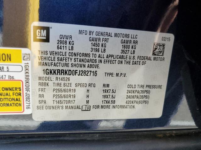 Photo 14 from auction – 2015 GMC ACADIA SLT with VIN 1GKKRRKD0FJ282716