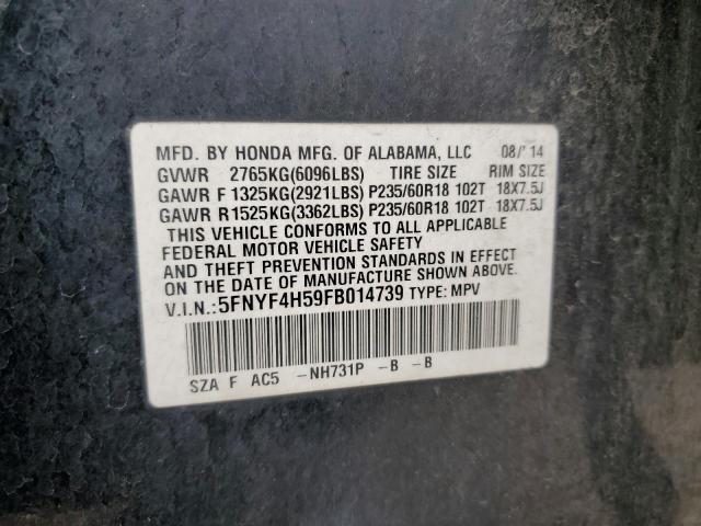 Photo 14 from auction – 2015 HONDA PILOT EXL with VIN 5FNYF4H59FB014739