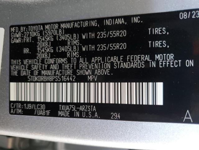 Photo 14 from auction – 2023 TOYOTA HIGHLANDER with VIN 5TDKDRBH8PS516442