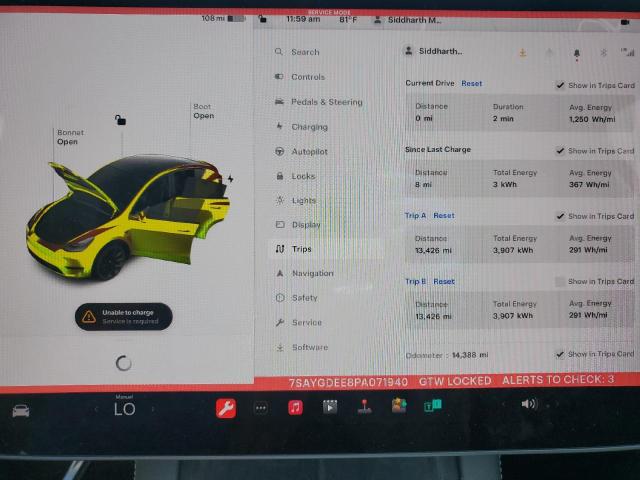 Photo 9 from auction – 2023 TESLA MODEL Y with VIN 7SAYGDEE8PA071940