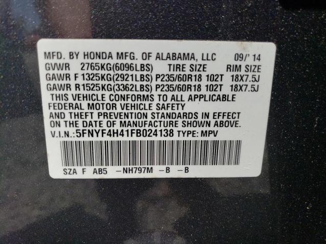 Photo 14 from auction – 2015 HONDA PILOT EX with VIN 5FNYF4H41FB024138
