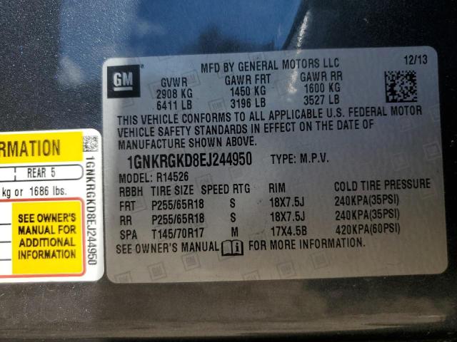 Photo 14 from auction – 2014 CHEVROLET TRAVERSE L with VIN 1GNKRGKD8EJ244950